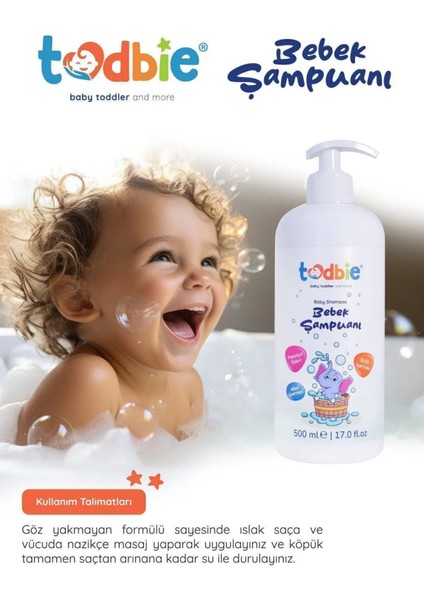 500 ml x 3 Adet Bebek Saç & Vücut Şampuanı,Göz Yakmaz,Boyasız,Alkolsüz,Parabensiz,Sles içermez