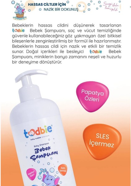 500 ml x 3 Adet Bebek Saç & Vücut Şampuanı,Göz Yakmaz,Boyasız,Alkolsüz,Parabensiz,Sles içermez