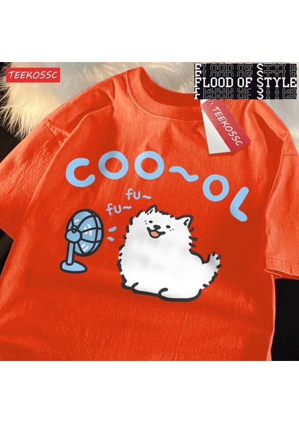 Tarzsokak Samoye Hava Fanı Cartoonprinting Adam Tee Giyim Uydurma Eğlence T Shirt Eğlence Gençlik Tee G