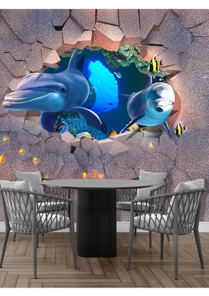 Denizaltı Balıklar Desenli Isı ve Ses Yalıtımlı Sağlıklı Tekstil Duvar Kağıdı