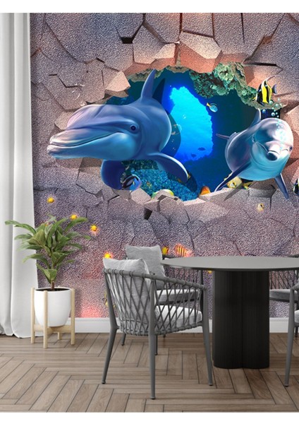 Denizaltı Balıklar Desenli Isı ve Ses Yalıtımlı Sağlıklı Tekstil Duvar Kağıdı modelleri