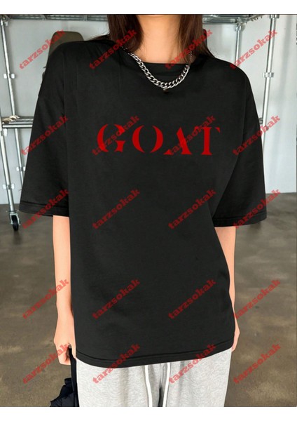 Minimal Goat Baskılı Oversize Yıkamalı Tshirt Siyah indirimleri