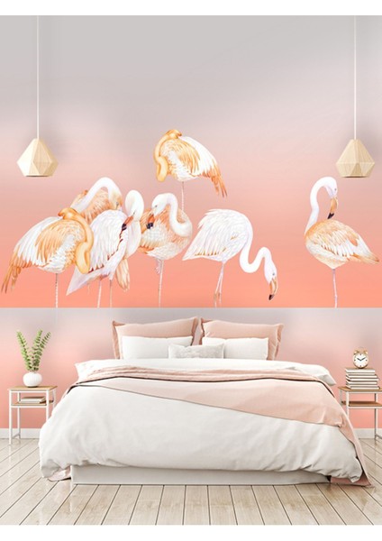 Flamingo Desenli Isı ve Ses Yalıtımlı Sağlıklı Tekstil Duvar Kağıdı