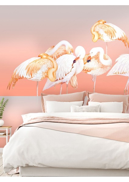 Flamingo Desenli Isı ve Ses Yalıtımlı Sağlıklı Tekstil Duvar Kağıdı fiyatları
