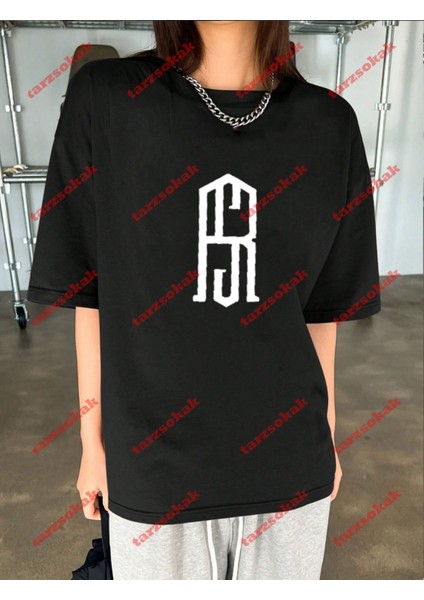 Minimal Lisanslı Logo 2 Baskılı Oversize Yıkamalı Tshirt Siyah indirimleri