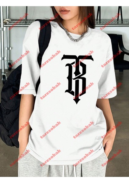 Minimal Lisanslı Logo 5 Baskılı Oversize Yıkamalı Tshirt Beyaz fiyatları