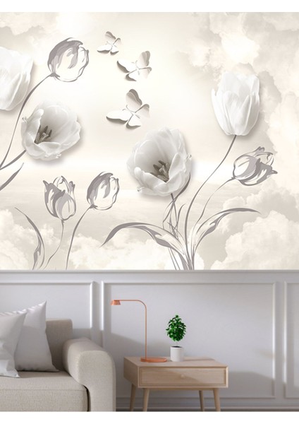 3 Boyutlu Güller Desenli Silinebilir Sağlıklı Tekstil Duvar Kağıdı fiyatları