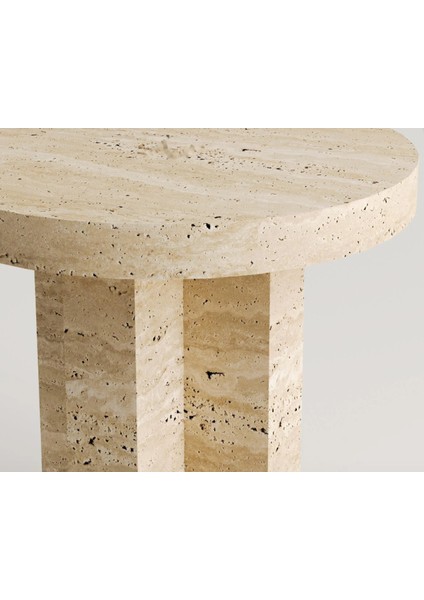 Giza-Traverten Yuvarlak Tabla ve Ayak Yan Sehpa fırsatları