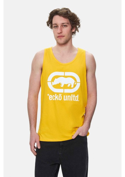 Wılber Sarı Sıfır Kol Baskılı Loose Fit Erkek Tshirt