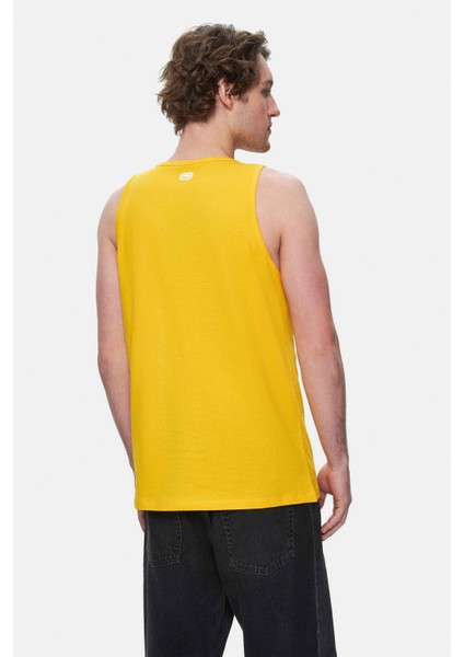 Wılber Sarı Sıfır Kol Baskılı Loose Fit Erkek Tshirt fırsatları