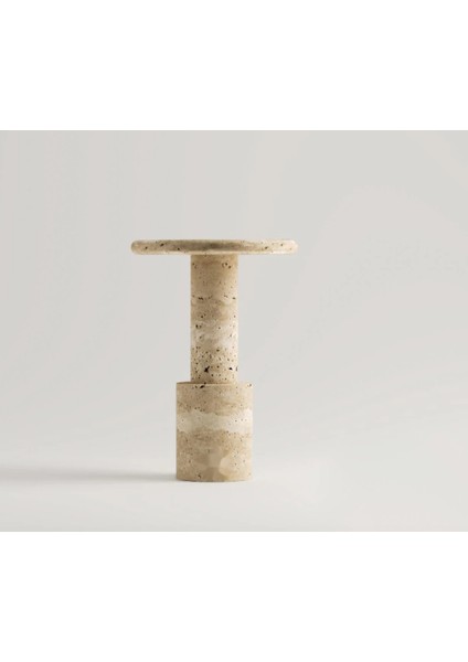 Solo -Traverten Yuvarlak Huni Ayaklı Yan Sehpa fırsatları