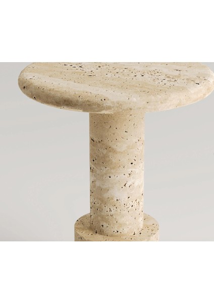 Solo -Traverten Yuvarlak Huni Ayaklı Yan Sehpa indirimleri