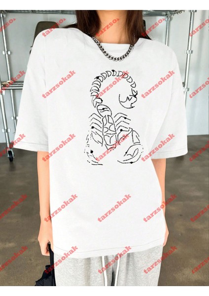 Akrep Baskılı Tshirt Beyaz