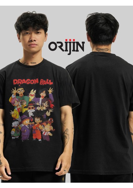 Dragon Ball Karakterler Baskılı Siyah