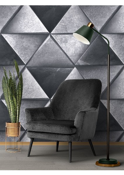 Duvar Kağıdı 3 Boyutlu Üçgen Taş Duvar Desenli Silinebilir Tekstil Duvar Kağıdı