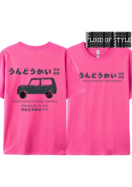 2024 Japon Moda Retro Baskı Yaz Kısa Kollu Kadın Gevşek Trendy Ins Sokak Giysi Yumuş