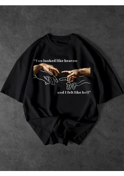 Tarzsokak Creation Of Adam Baskılı Unisex Oversize