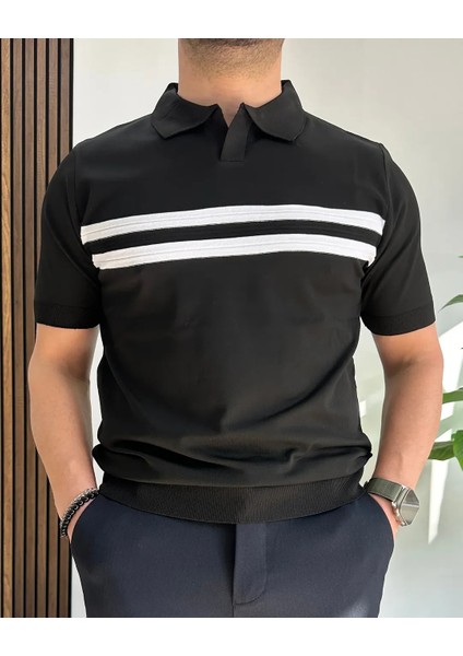 Erkek Çizgili Polo Yaka Tişört Şık ve Modern Stil