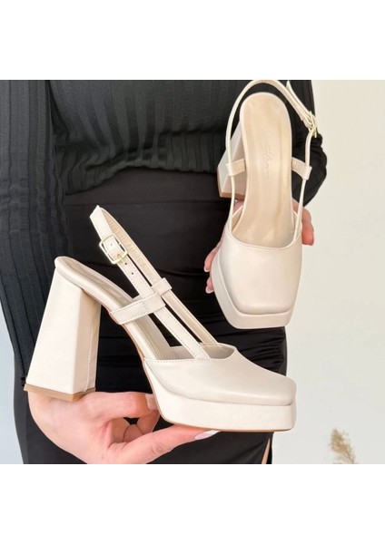 Mety Bej Cilt Topuklu Ayakkabı indirimleri