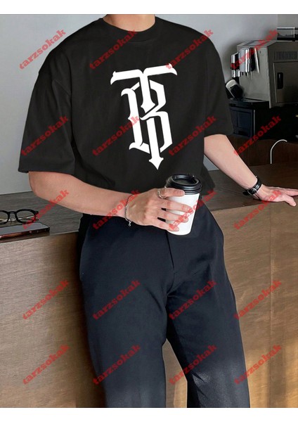 Minimal Lisanslı Logo 5 Baskılı Oversize Yıkamalı Tshirt Siyah fırsatları