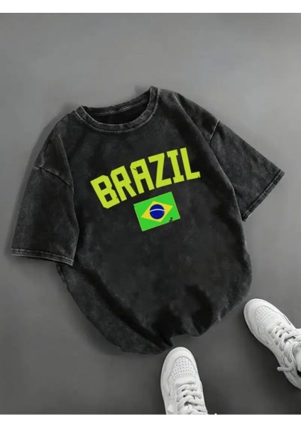 Tarzsokak Unisex Brazil Yıkamalı Oversize Vintage