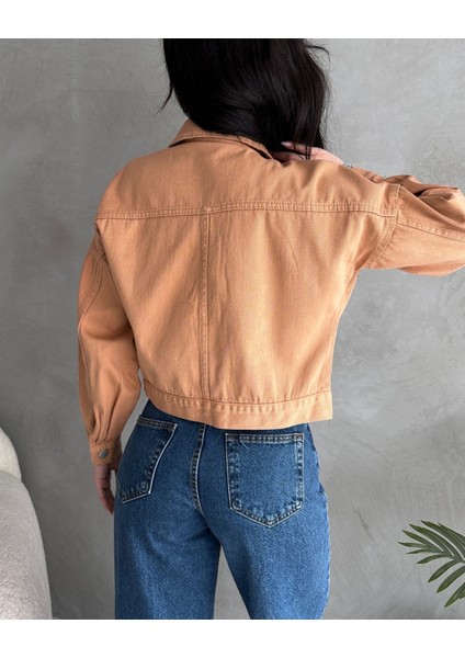 Çift Cep Crop Denim Ceket fiyatları