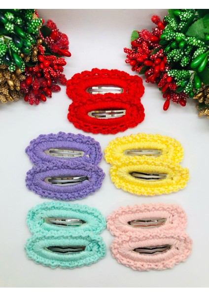 El Yapımı Örgü Çıtçıtlı Saç Tokası Handmade (10 Adet) fiyatları