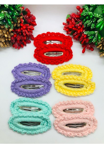 El Yapımı Örgü Çıtçıtlı Saç Tokası Handmade (10 Adet) indirimleri