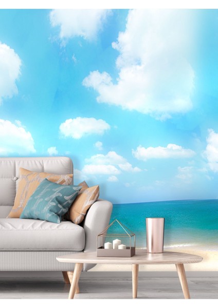 Deniz ve Bulutlar Desenli Isı ve Ses Yalıtımlı Sağlıklı Tekstil Duvar Kağıdı fiyatları
