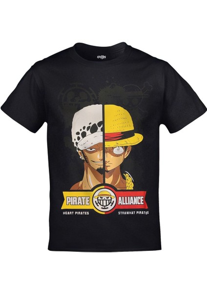 One Piece Pirate Alliance Heart Pirates Strawhat Pirates Ön Arka Baskılı Siyah fiyatları