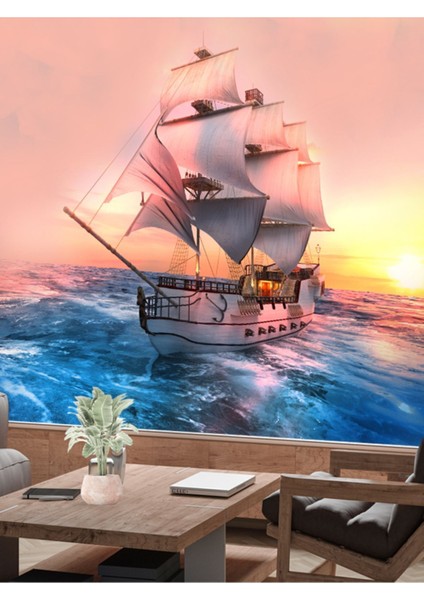 Denizde Tekne Desenli Isı ve Ses Yalıtımlı Sağlıklı Tekstil Duvar Kağıdı fiyatları