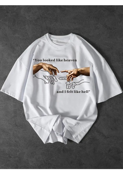 Tarzsokak Creation Of Adam Baskılı Unisex Oversize