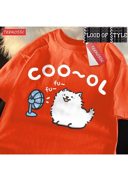 Tarzsokak Samoye Hava Fanı Cartoonprinting Adam Tee Giyim Uydurma Eğlence T Shirt Eğlence Gençlik Tee G