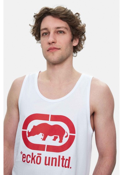 Wılber Beyaz Sıfır Kol Baskılı Loose Fit Erkek Tshirt fiyatları