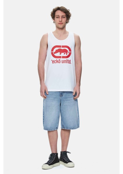 Wılber Beyaz Sıfır Kol Baskılı Loose Fit Erkek Tshirt modelleri