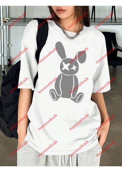 Minimal Vanny Baskılı Oversize Yıkamalı Tshirt Beyaz fiyatları