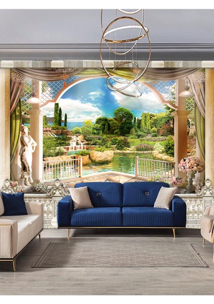 Balkon Manzarası Isı ve Ses Yalıtımlı Sağlıklı Tekstil Duvar Kağıdı