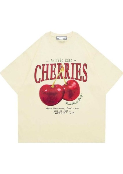 Red Cherries Baskılı Oversize