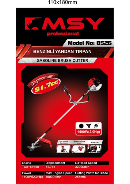 8526 Benzinli Yan Tırpan Ot Çalı Çim Biçme fiyatları