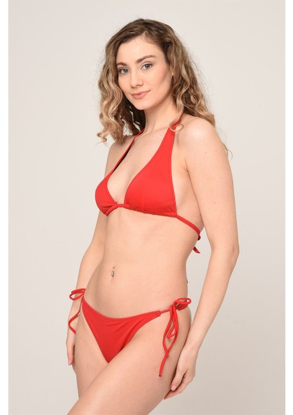 Aquaviva Kadın Kırmızı Yanı Ipli Üçgen String Bikini Takımı fiyatları