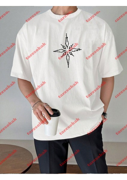 Pusula Baskılı Tshirt Beyaz indirimleri