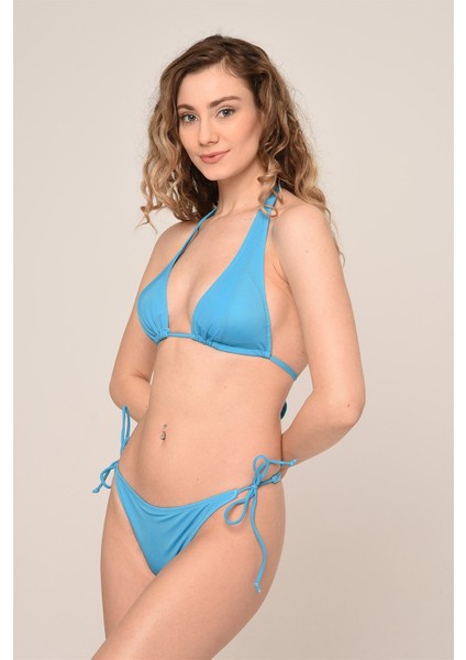 Aquaviva Kadın Mavi Yanı Ipli Üçgen String Bikini Takımı fiyatları