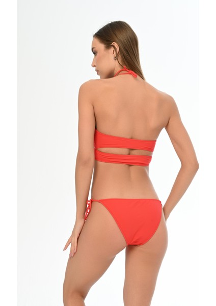 Aquaviva Kadın Kırmızı Çapraz Ipli Barbara Dekolte Bikini Takımı fırsatları