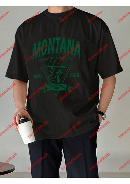 Montana Baskılı Tshirt Siyah modelleri