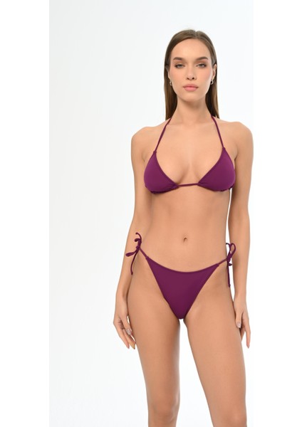 Aquaviva Kadın Koyu Mor Maria Üçgen Yanı Ipli Bikini Takımı