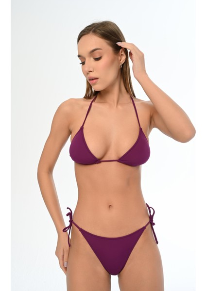 Aquaviva Kadın Koyu Mor Maria Üçgen Yanı Ipli Bikini Takımı modelleri