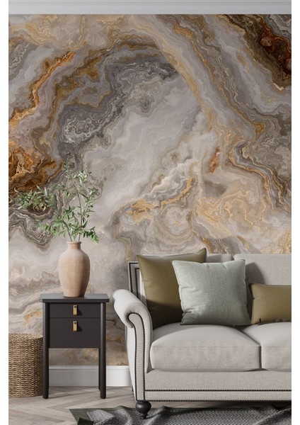 Mermer Desenli Silinebilir Sağlık Dostu Tekstil Duvar Kağıdı modelleri