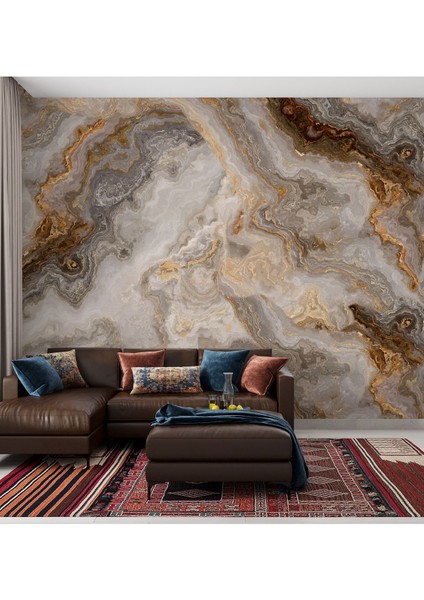 Mermer Desenli Silinebilir Sağlık Dostu Tekstil Duvar Kağıdı fırsatları