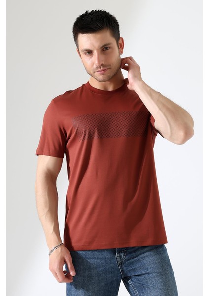 Sıfır Yaka Baskılı Erkek T-Shirt fırsatları