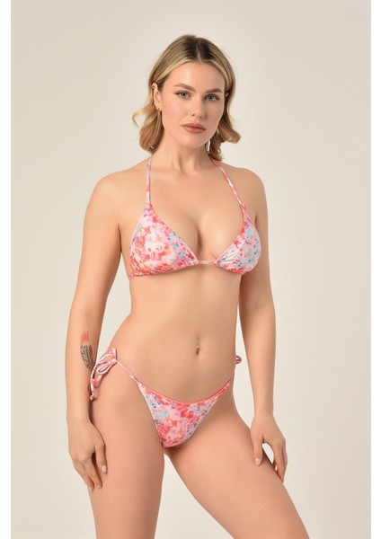 Aquaviva Kadın Renkli Desen Üçgen Slip Büzgülü Brazılıan Bikini Takımı fiyatları